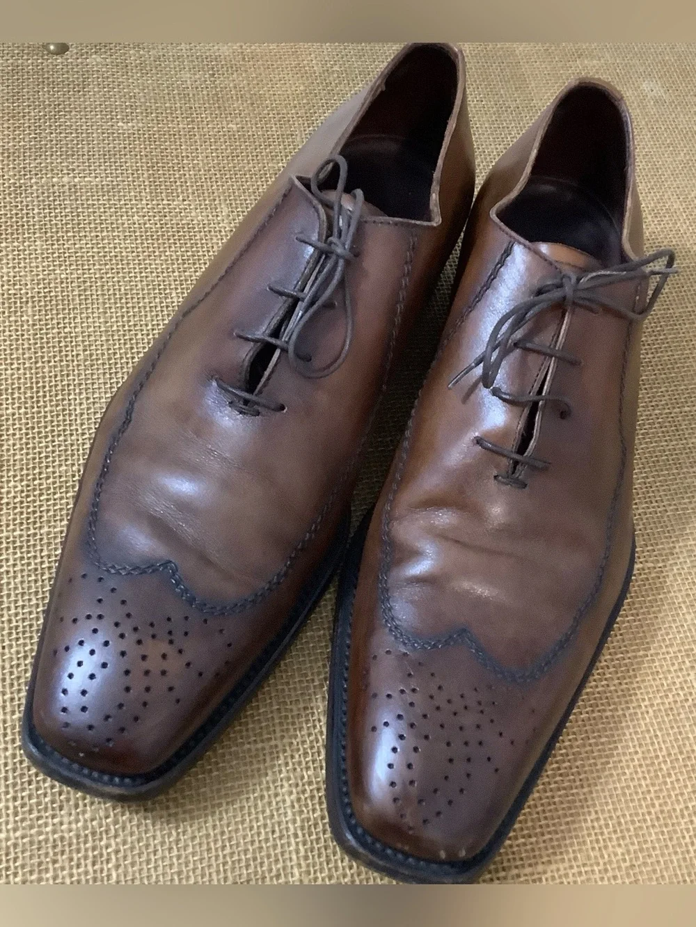 Campanile 9379 Men's Brown Semi-Brogue Derby Blucher Men’s Shoes Size 8